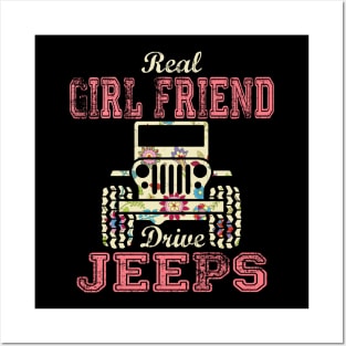 Real Girl Friend Drive Jeeps Cute Flower Jeep Floral Jeeps Women/Kid Jeep Lover Jeep Girl Posters and Art